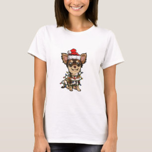 Cute Chihuahua Santa Christmas Tree Lights Xmas Do T-Shirt