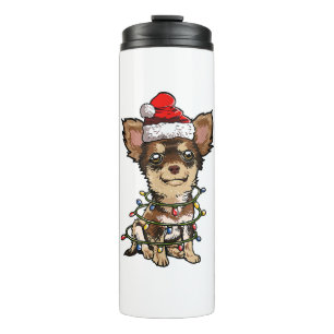 Cute Chihuahua Santa Christmas Tree Lights Xmas Do Thermal Tumbler