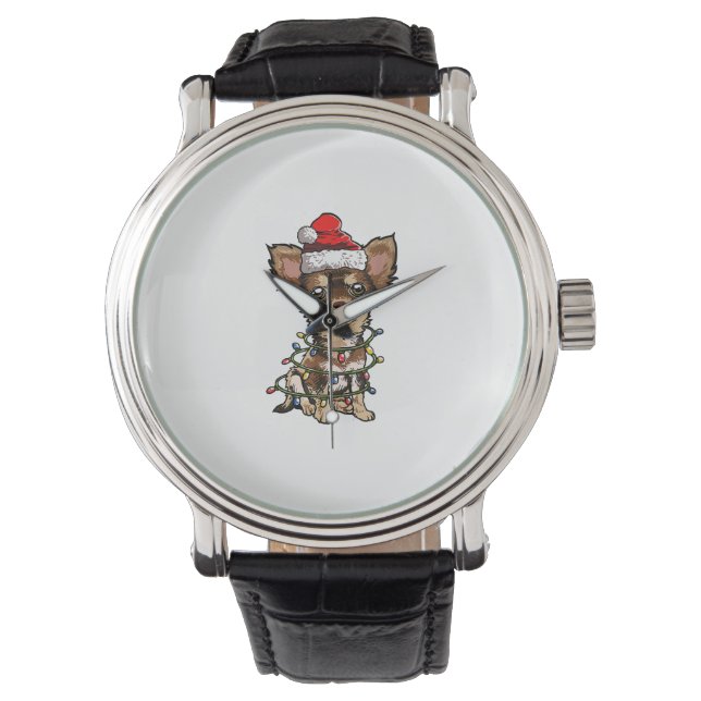 Cute Chihuahua Santa Christmas Tree Lights Xmas Do Watch (Front)