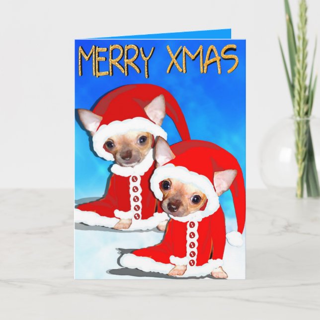 cute chihuahua santa holiday card (Front)