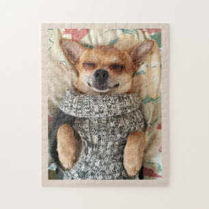 CUTE CHIHUAHUA WEARING SWEATER JIGSAW PUZZLE