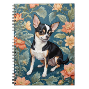 Cute Chihuahua William Morris Inspired Floral Notebook