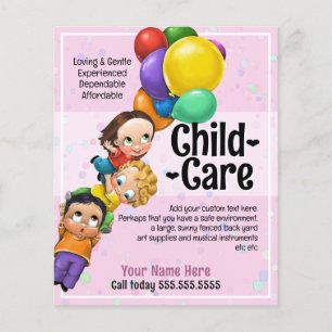 Cute Child Care Day Care 5x6 Kids & Balloons Promo Flyer