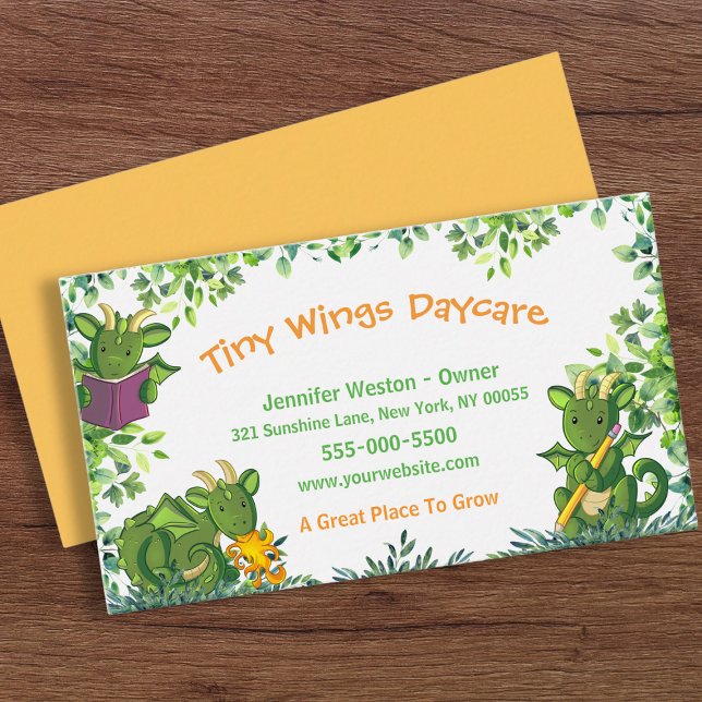 Cute Child Daycare Service Dragon  Business Card (Creator Uploaded)