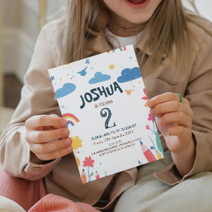 Cute Child Drawings Kids Birthday Party Invitation