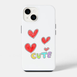 Cute Child Holding Balloon Minimalist Illustration iPhone 14 Case