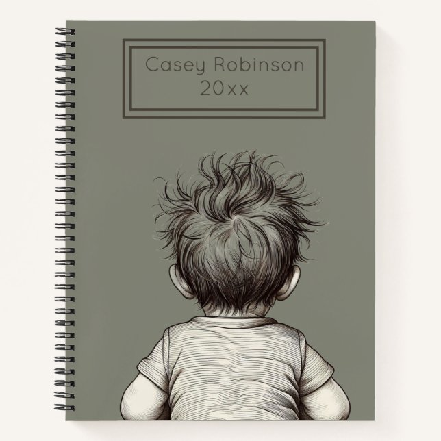 Cute Child Messy Hair Personalize Notebook (Front)