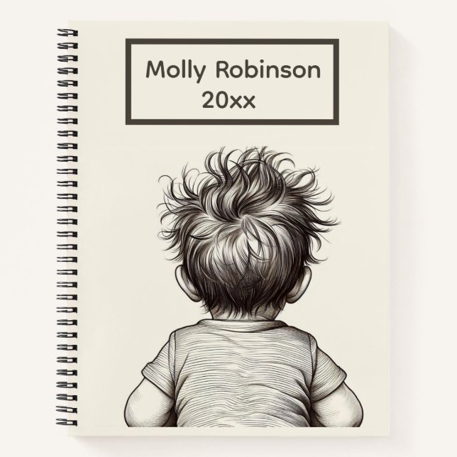 Cute Child Messy Hair Personalize Notebook (Front)