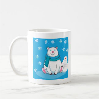Cute child mug with Polar Bear and Snowman