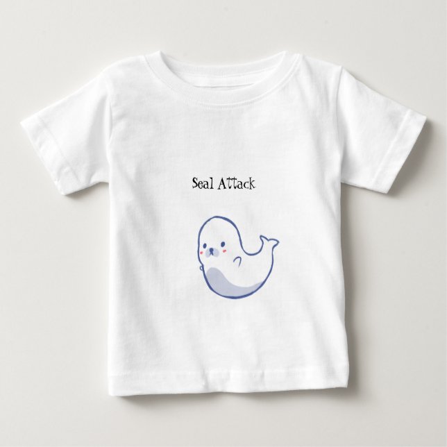 Cute Child Seal Attack T Shirt Animal Sea Creature (Front)