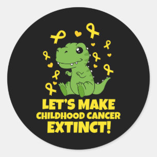 Cute Childhood Cancer Awareness Dinosaur  Classic Round Sticker