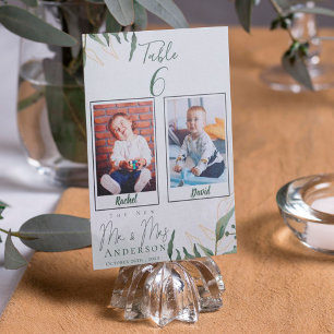 Cute Childhood Photos Of Bride & Groom Wedding T Thank You Card