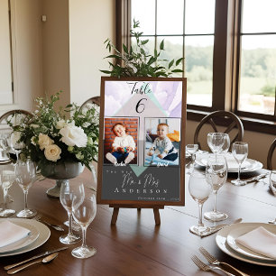 Cute Childhood Photos Of Bride & Groom   Wedding Table Number