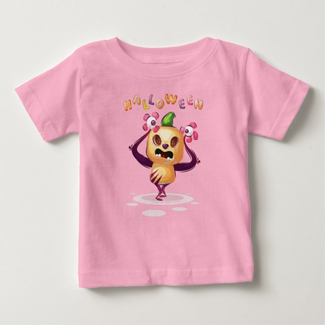 Cute Childish pumpkin Halloween Monster Toddler   Baby T-Shirt (Front)