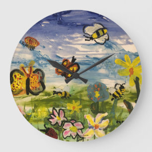 Cute Children Art Large Clock