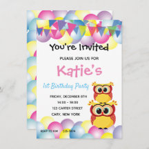 Cute children baby owl birthday