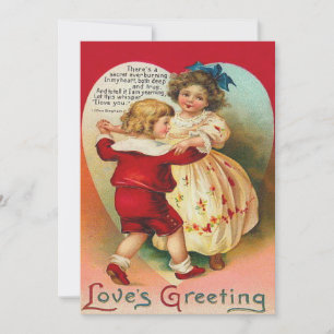 Cute Children Dancing Heart Wedding Invitation