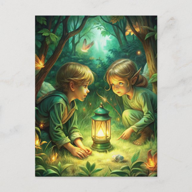 Cute Children in Forest Postcard (Front)