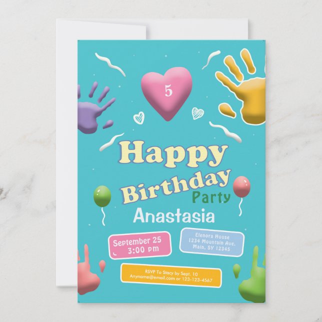 Cute Children Kid Birthday Fun Party Invitation (Front)
