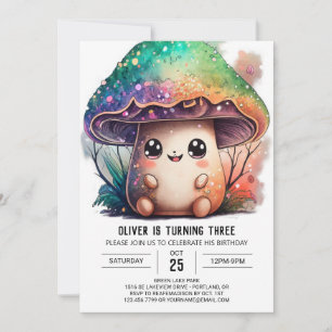 Cute Children Mushroom Birthday Invitation