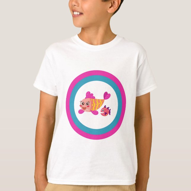 Cute Children’s T-Shirt Two Cartoon Fish (Front)