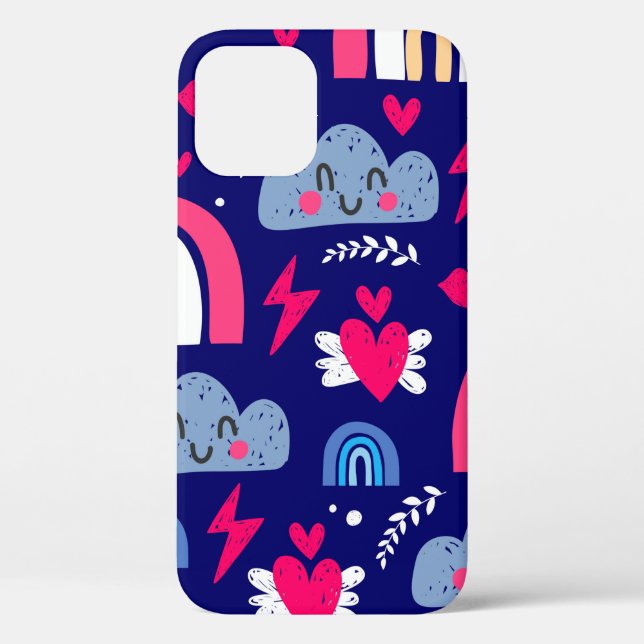 Cute children's seamless pattern, rainbow, clouds, Case-Mate iPhone case (Back)