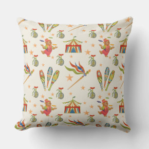 Cute Child's Circus Bear Theme Throw Pillow