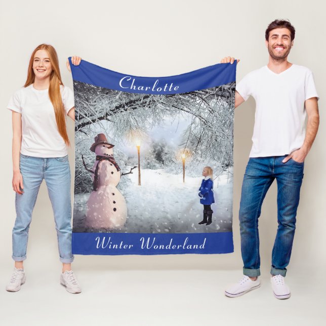 Cute Child's Name, Winter Wonderland, Christmas Fleece Blanket (In Situ)