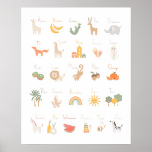 Cute Child's Watercolor Alphabet Poster