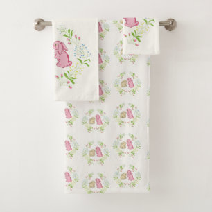 Cute Childs Wreath Bunny Towel Set