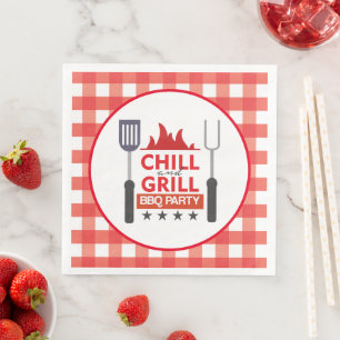 Cute chill and grill party bbq napkin