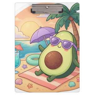 Cute Chill Avocado on Beach Summer Vacation Sticke Clipboard