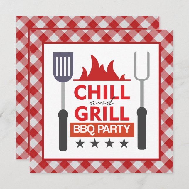 Cute chill grill BBQ party  Invitation (Front/Back)