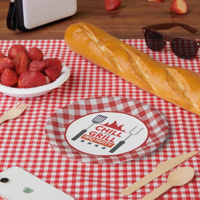 Cute chill grill BBQ party Paper Plate (Picnic)