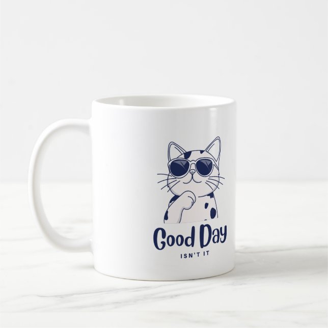 Cute Chilled Cat Coffee Mug for Introverts  (Left)