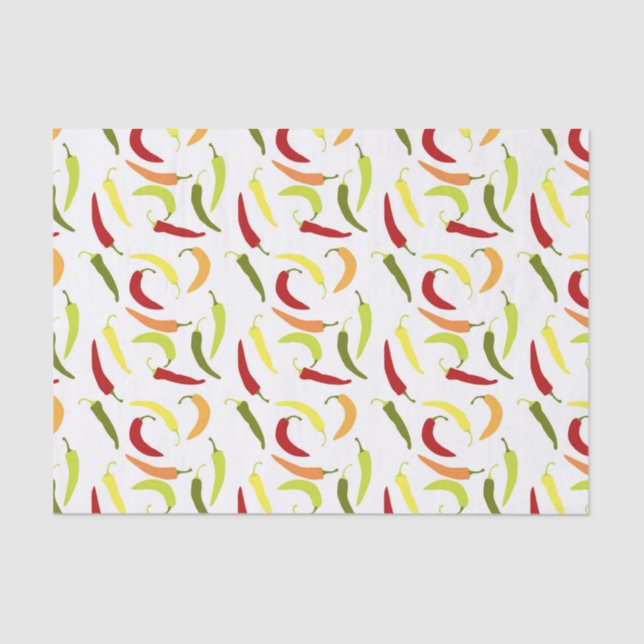 Cute Chilli peppers tiled pattern Mexican Tissue Paper (Front)