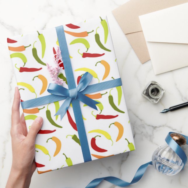 Cute Chilli peppers tiled pattern Mexican Wrapping Paper (Gifting)