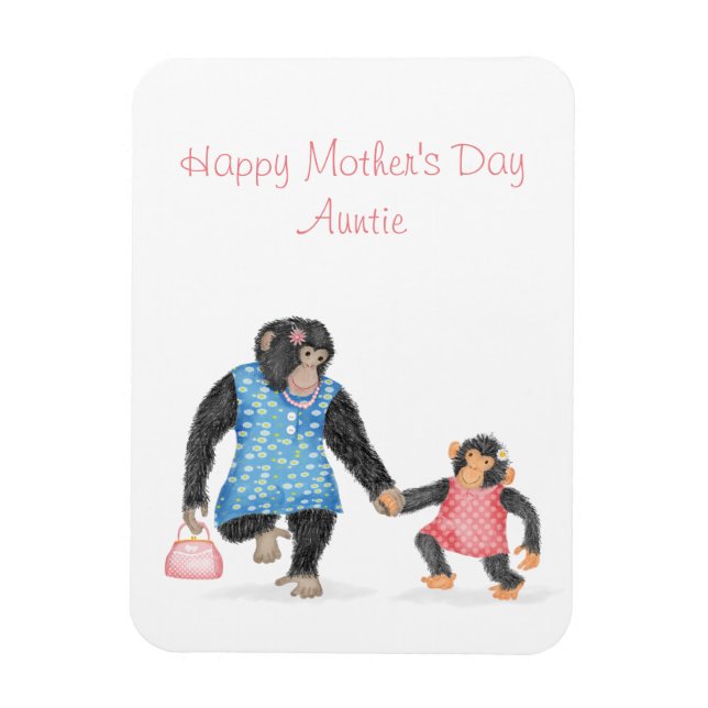 Cute chimp Mother's Day magnet for aunt (Vertical)