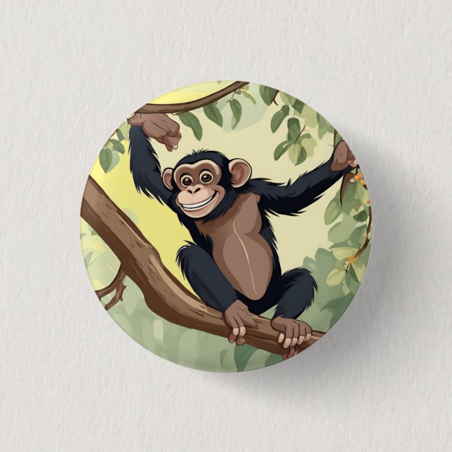 Cute Chimpanzee 3 Cm Round Badge (Front)