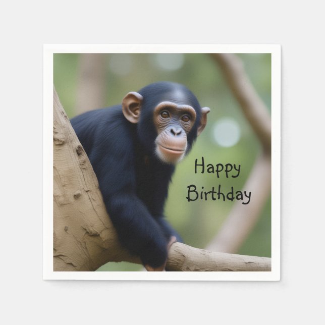 Cute Chimpanzee Birthday Napkin (Front)