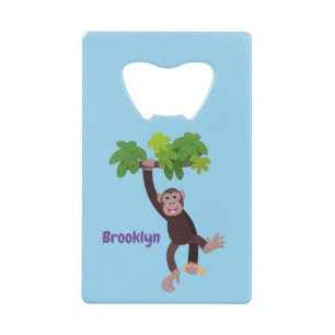 Cute chimpanzee in jungle hanging cartoon