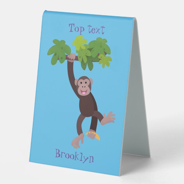 Cute chimpanzee in jungle hanging cartoon (Front)