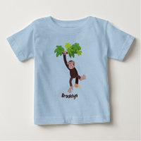 Cute chimpanzee in jungle hanging cartoon