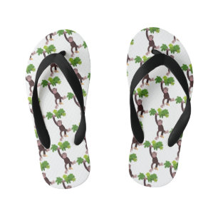 Cute chimpanzee in jungle hanging cartoon kid's thongs