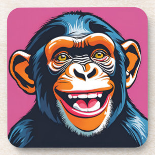 Cute Chimpanzee Laughs Coaster