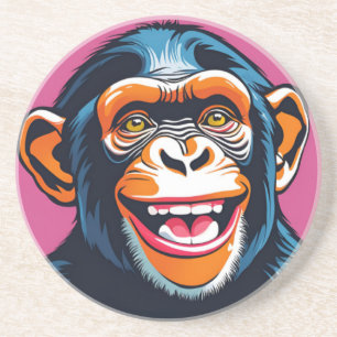 Cute Chimpanzee Laughs Coaster