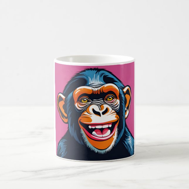 Cute Chimpanzee Laughs Coffee Mug (Center)