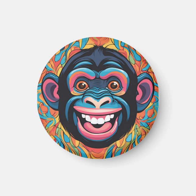 Cute Chimpanzee Laughs Magnet (Front)
