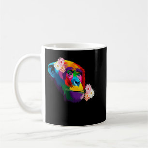 cute Chimpanzee Monkey colourful Chimpanzee flower Coffee Mug