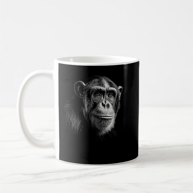 Cute Chimpanzee Monkey Primate Portrait Chimp Coffee Mug (Left)